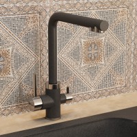 Смеситель для кухни Uperwood Quartz Premium UPD-03-04, с каналом для фильтрованной воды, черный