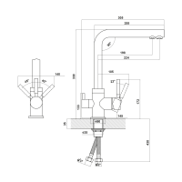 Смеситель для кухни Uperwood Quartz Premium UPD-03-04, с каналом для фильтрованной воды, черный