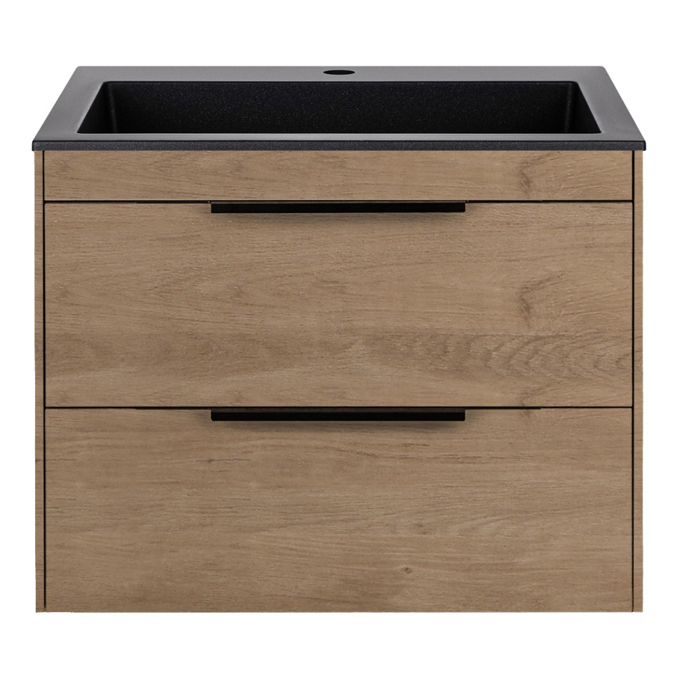 База под раковину Chiara 2D 600 подвесная, 2 выкатных ящика soft-close, N.Oak