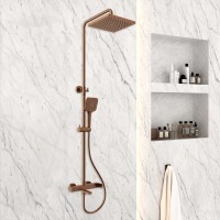 Душевая стойка Куб (Cube) VSFS-1C1BC с изливом, брашированная медь