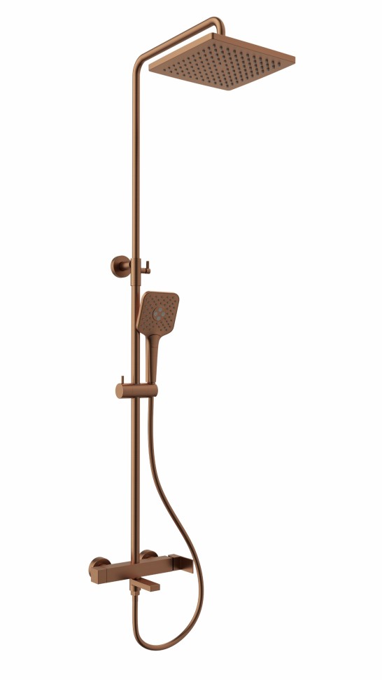 Душевая стойка Куб (Cube) VSFS-1C1BC с изливом, брашированная медь
