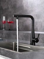 AQM9902MB Cucina Смеситель для кухни с выдвижным L-образным изливом, черный матовый
