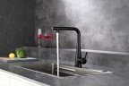 AQM9902MB Cucina Смеситель для кухни с выдвижным L-образным изливом, черный матовый