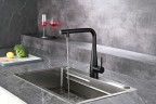 AQM9902MB Cucina Смеситель для кухни с выдвижным L-образным изливом, черный матовый