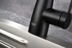 AQM9902MB Cucina Смеситель для кухни с выдвижным L-образным изливом, черный матовый