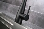 AQM9902MB Cucina Смеситель для кухни с выдвижным L-образным изливом, черный матовый