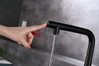 AQM9902MB Cucina Смеситель для кухни с выдвижным L-образным изливом, черный матовый