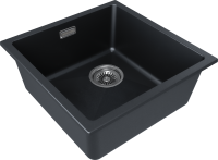 Мойка LUMI 45UNI-SKEW, IT-GRANIT, LU45SK-BLM, черный металлик, 455х440, Paulmark