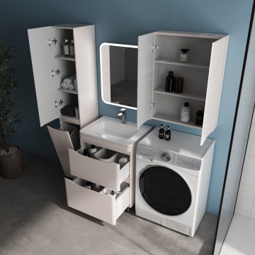 Тумба напольная STYLELINE "Бергамо мини 60" (2 ящ.) Люкс Плюс антискрейтч карамель с раковиной Каре Люкс МИНИ 600х350
