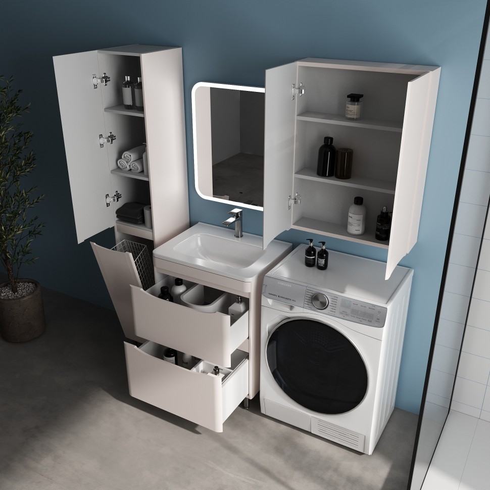 Тумба напольная STYLELINE "Бергамо мини 60" (2 ящ.) Люкс Плюс антискрейтч карамель с раковиной Каре Люкс МИНИ 600х350  