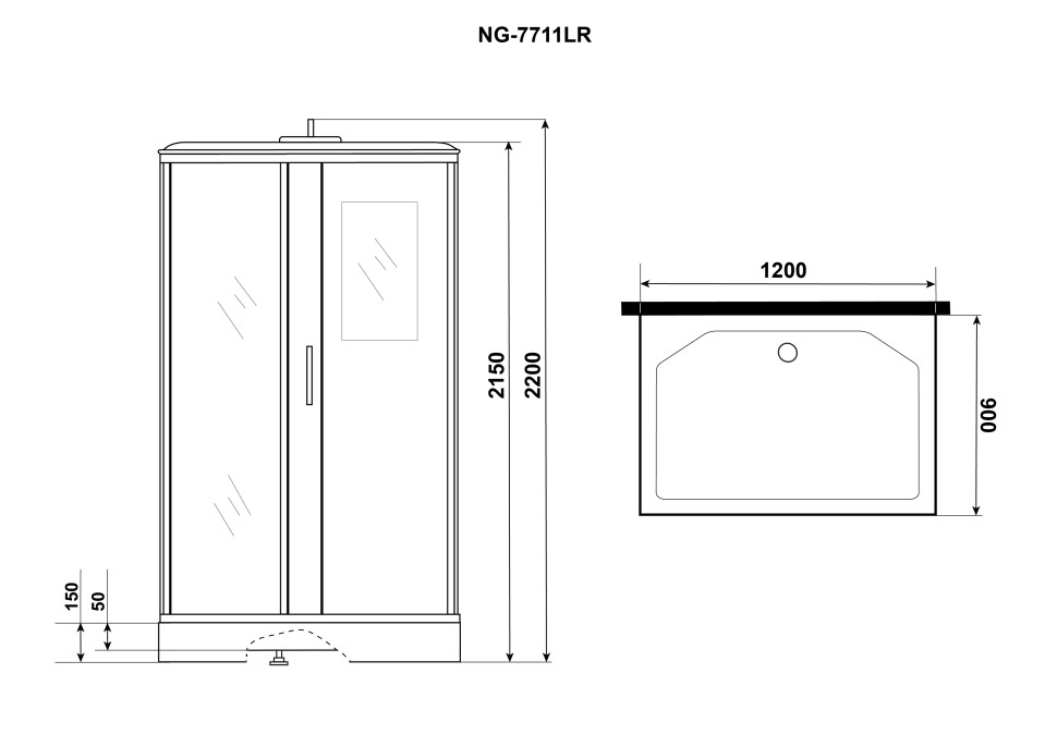 Душевая кабина Niagara Luxe NG-7711WR (90x120х215) низкий поддон(15см),дверь раздвижная,стенки серебро,6 мест