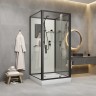 Душевая кабина Niagara Standart ST90/15Q/BL/BK (90х90х200) квадрат,поддон 15см,распашная,проф.черный,без крыши,3 места
