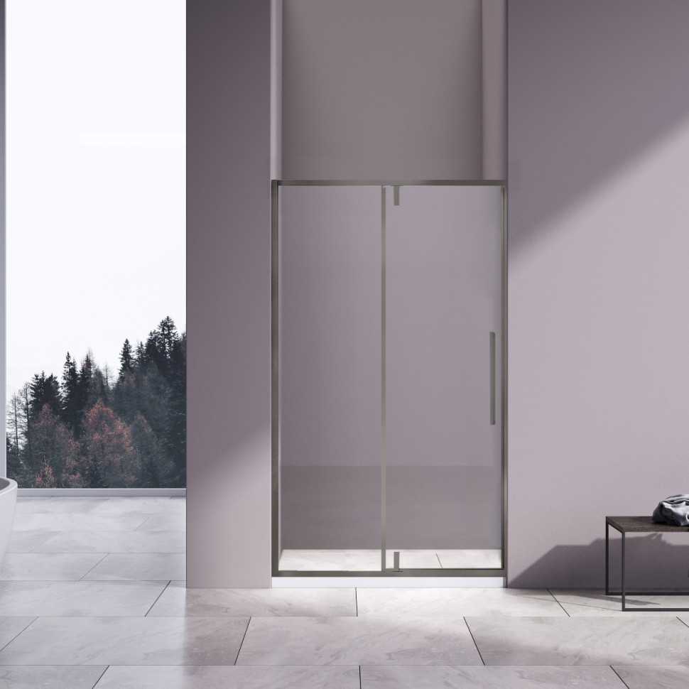 Душевая дверь Слим-Н (Slim-N) VDP-4SN100CLGM, вороненая сталь, стекло прозрачное