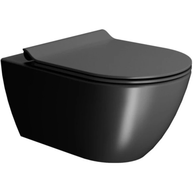 Унитаз подвесной безободковый GSI PURA 8815FR526 550 мм х 360 мм, с Swirlflush 2.0, с крепежом, цвет Чёрный матовый Ardesia (старый артикул 881526 / 8815FR226)  