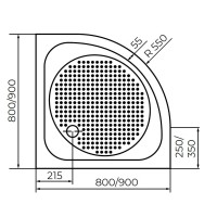 Душевой поддон полукруглый RGW LUX/TN-P (800x800)
