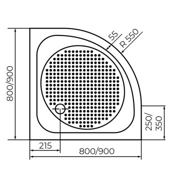 Душевой поддон полукруглый RGW LUX/TN-P (800x800)