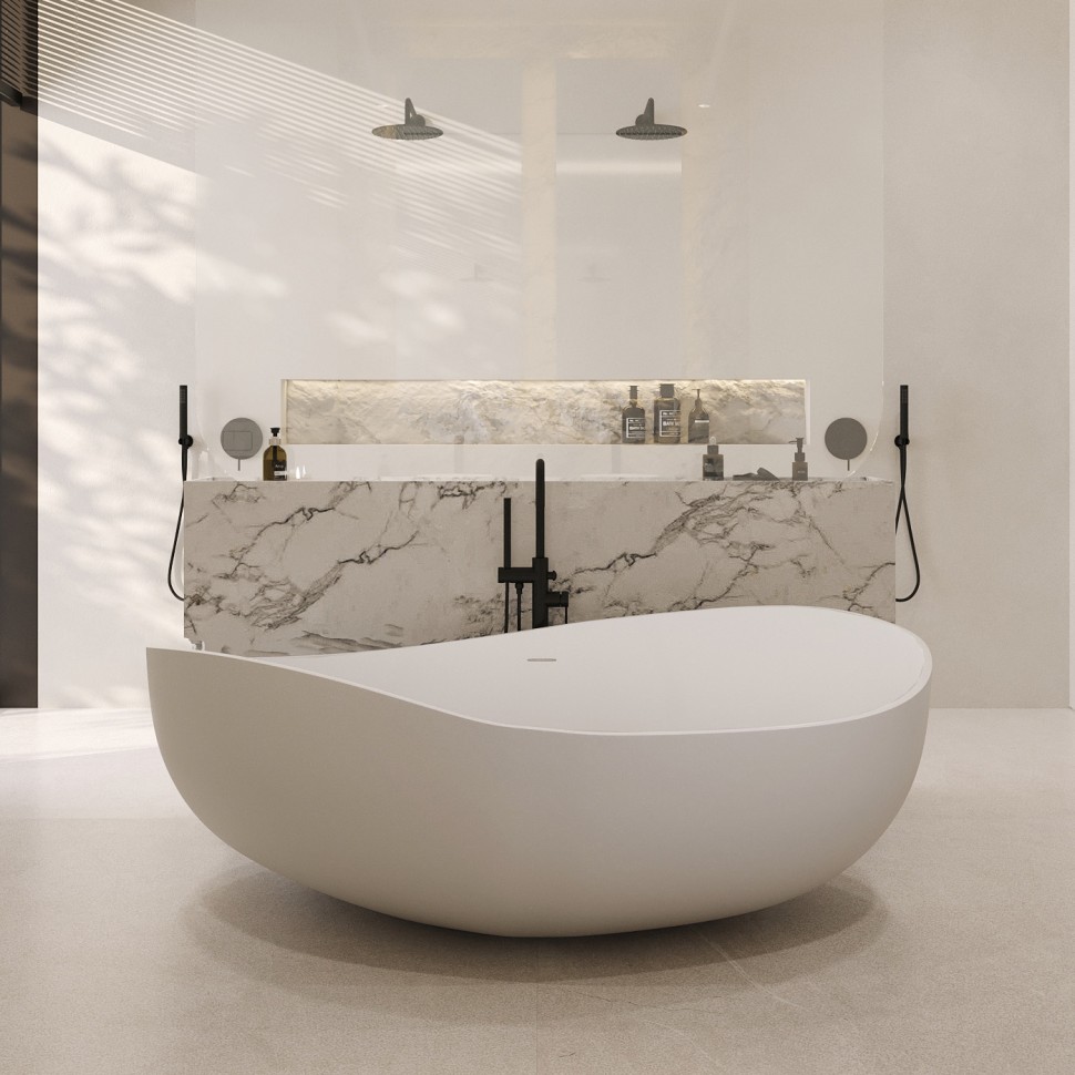 Ванна из искусственного камня ABBER Stein AS9639 белая матовая