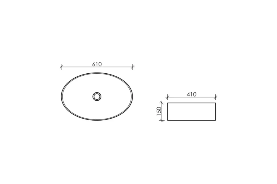 Умывальник чаша накладная овальная Element 610x410x150мм