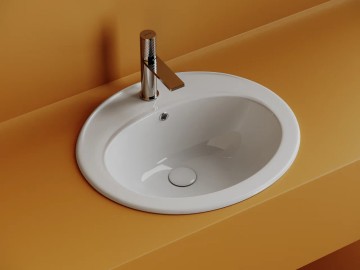 Раковина встраиваемая сверху CERAMICANOVA Sun с отверстием слива - перелива овальной формы 565x495x200 мм цвет белый арт. CN6079