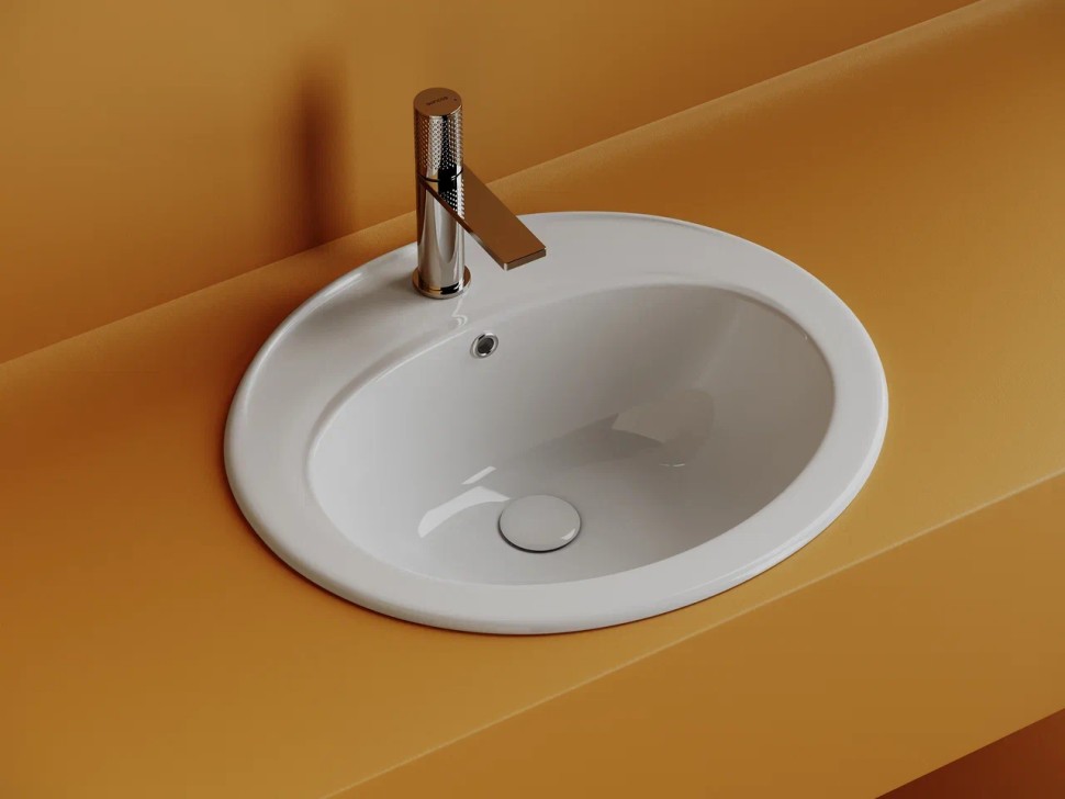 Раковина встраиваемая сверху CERAMICANOVA Sun с отверстием слива - перелива овальной формы 565x495x200 мм цвет белый арт. CN6079