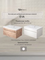 Тумба под раковину для ванной Uperwood Eva, 60 см, подвесная, Дуб Харбор Белый, выдвижной ящик
