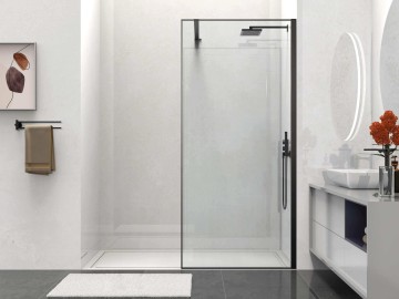 Душевая перегородка Волк-Ин (Walk-In) VSW-1HS900CLB, 900*2000, черный матовый, стекло прозрачное