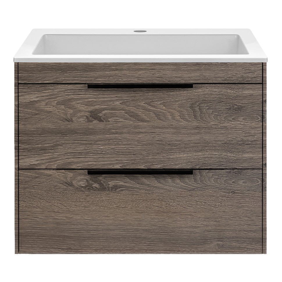 База под раковину Chiara 2D 600 подвесная, 2 выкатных ящика soft-close, R.Oak
