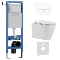 Комплект 3в1 IBERICA BLANCA инсталляция SILENCIO MINI, унитаз BURGOS ALTO белый, кнопка смыва CRYSTAL-R белый глянцевый (IB.001M.BRA.231.2210)