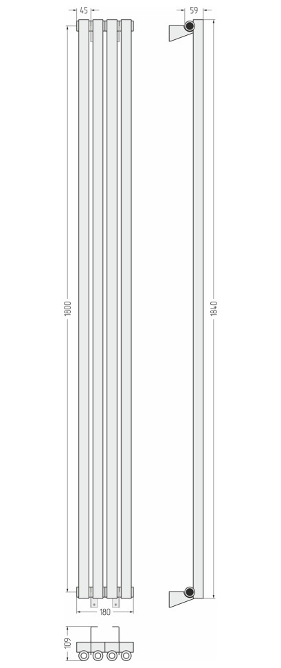 Эстет-0 1800х180 4 секции