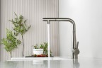 AQM9902BN Cucina Смеситель для кухни с выдвижным L-образным изливом, никель шлифованный