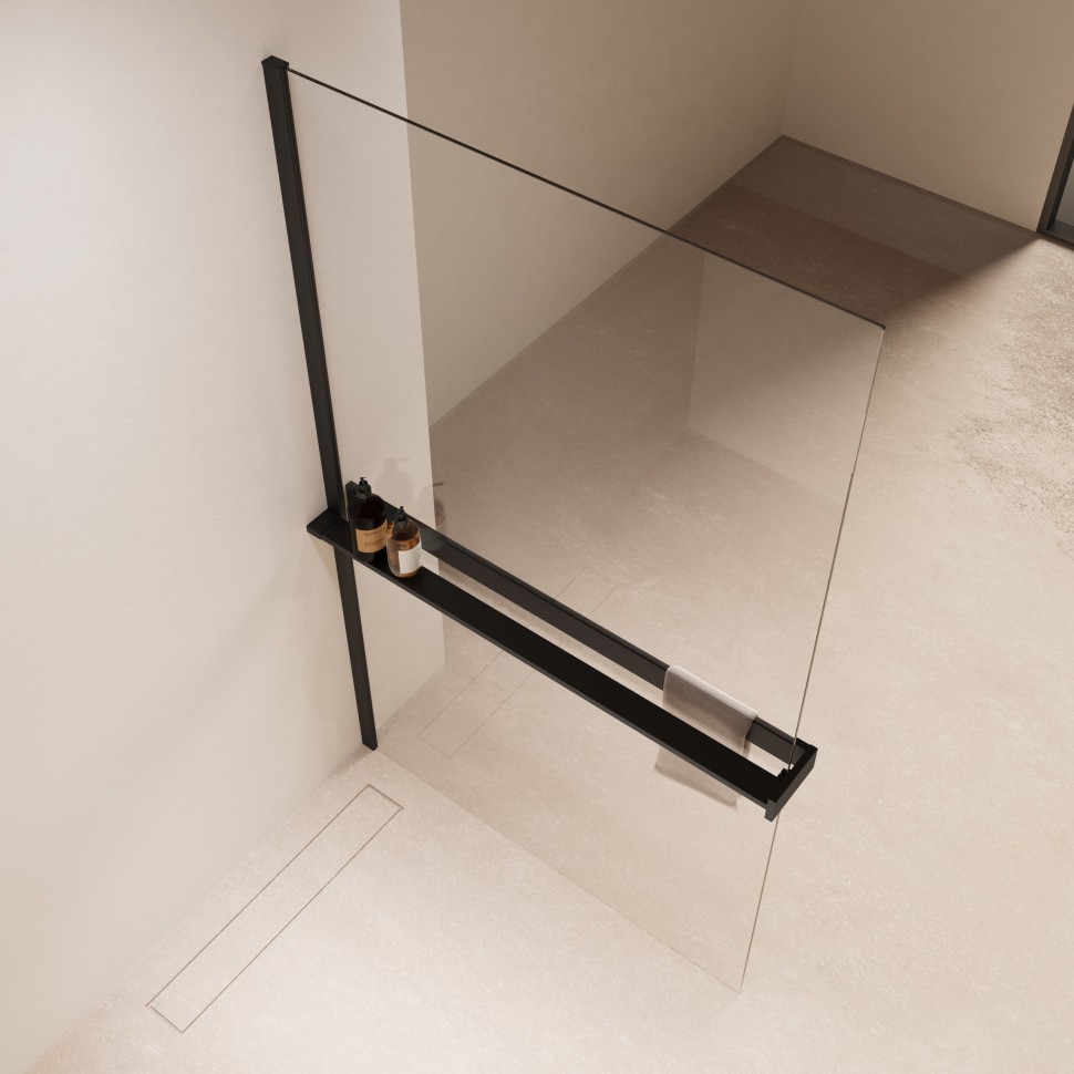 Душевая перегородка Walk-In VSW-1HR900CLB, 900*2000, черный, стекло прозрачное