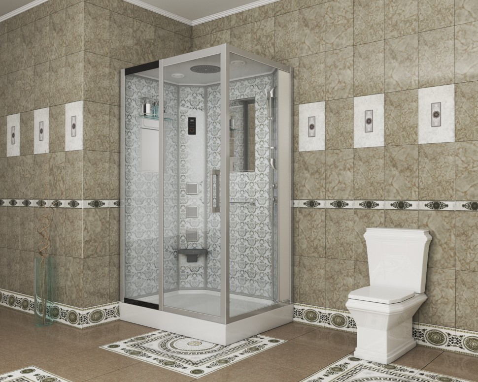 Душевая кабина Niagara Luxe NG-7711WL (90x120х215) низкий поддон(15см),дверь раздвижная,стенки серебро,6 мест