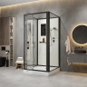 Душевая кабина Niagara Standart ST100/15Q/BL (100х100х215) квадрат,поддон 15см,распашная,проф.черный,3 места