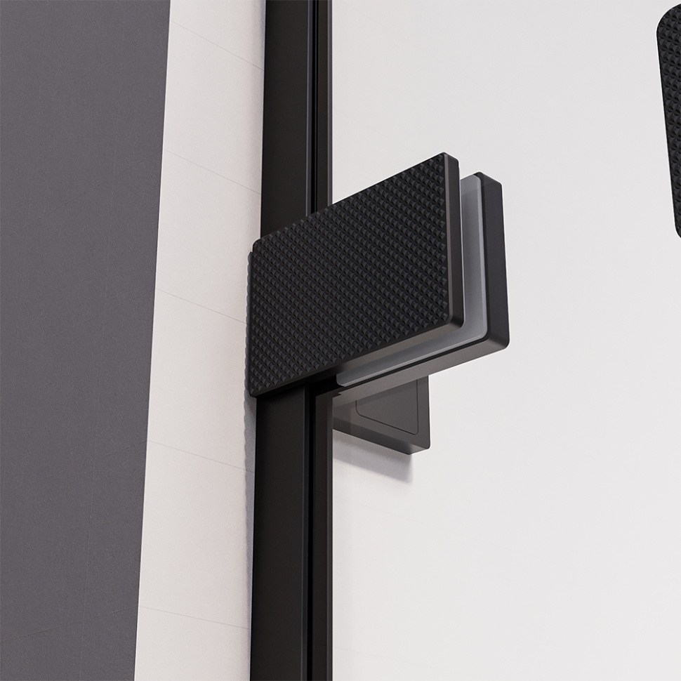 Боковая панель Veconi Premium Alassio SP B, 1000x2000, черный матовый, стекло прозрачное осветленное