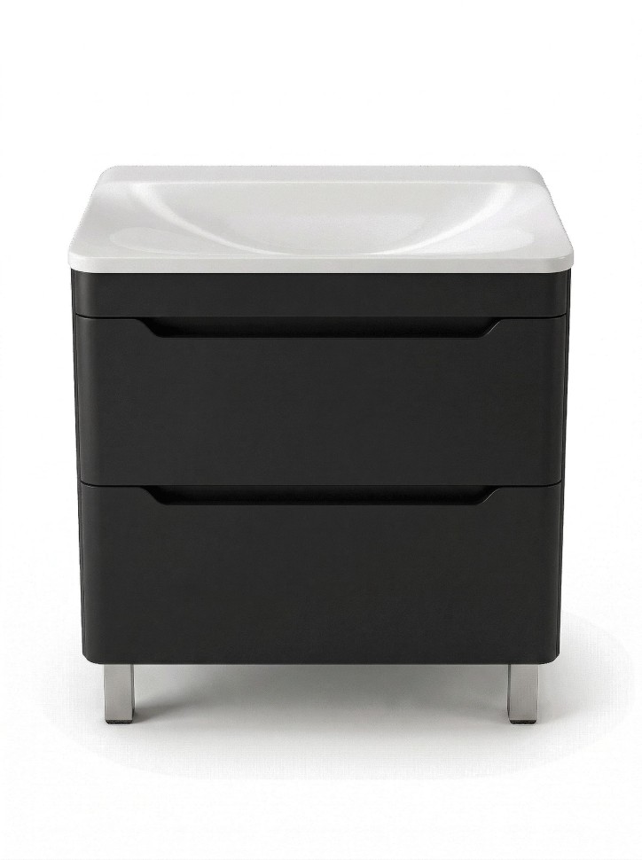 Тумба под раковину для ванной Uperwood Ocean напольная, 80 см, черная, 2 ящика
