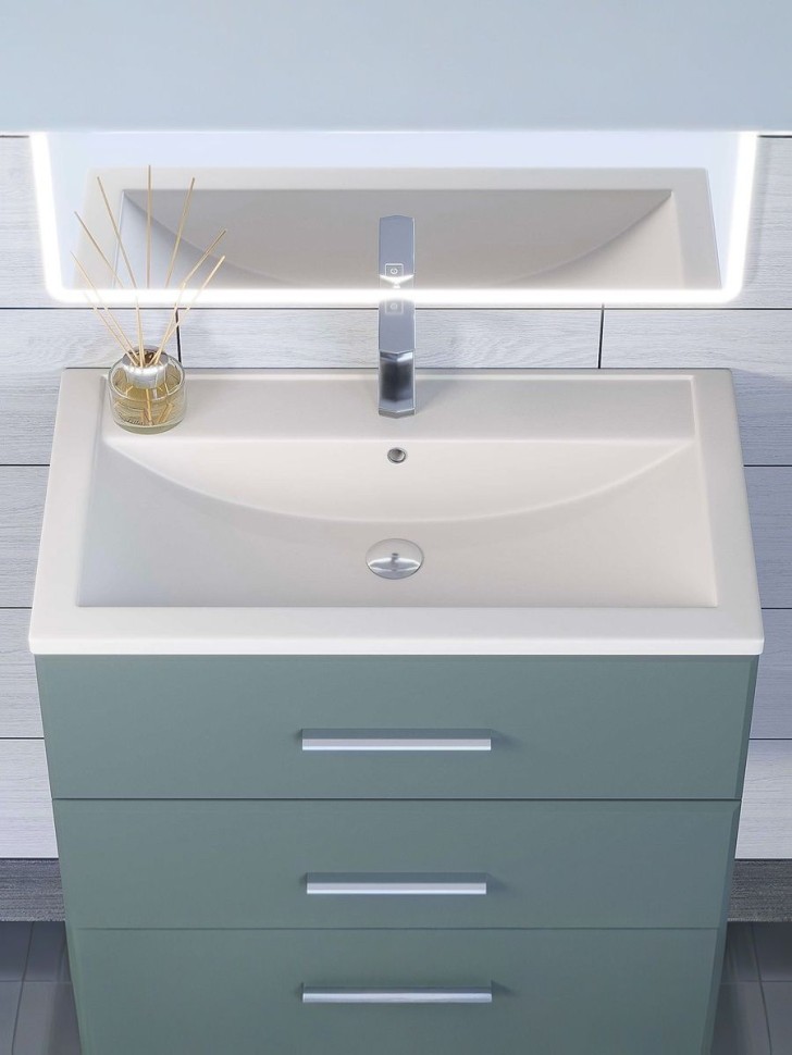 Раковина для ванной кварцевая Uperwood Foster Quartz 80х45,5х17,5 см, белая матовая, жасмин