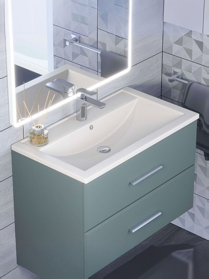 Раковина для ванной кварцевая Uperwood Foster Quartz 80х45,5х17,5 см, белая матовая, жасмин