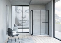 Душевой уголок Slim Soft VSR-1SS9014CLB, 1400*900, черный, стекло прозрачное