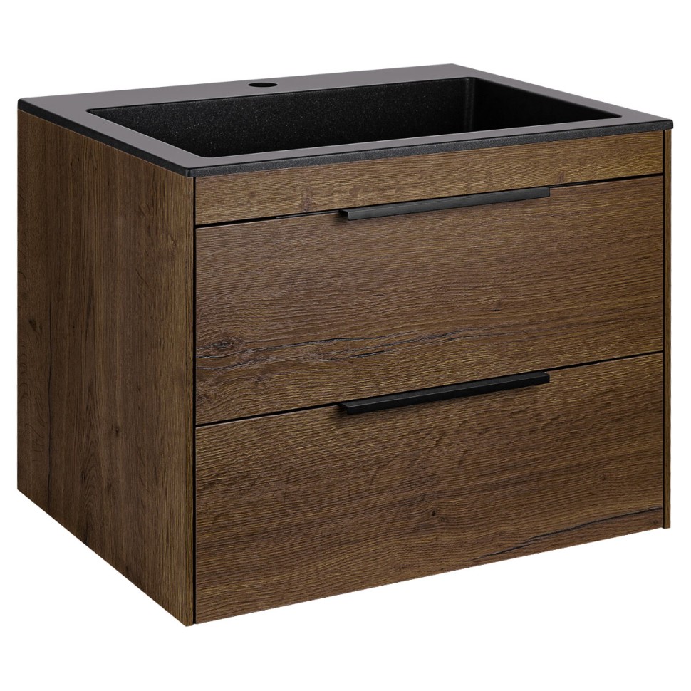База под раковину Chiara 2D 600 подвесная, 2 выкатных ящика soft-close, T.Oak