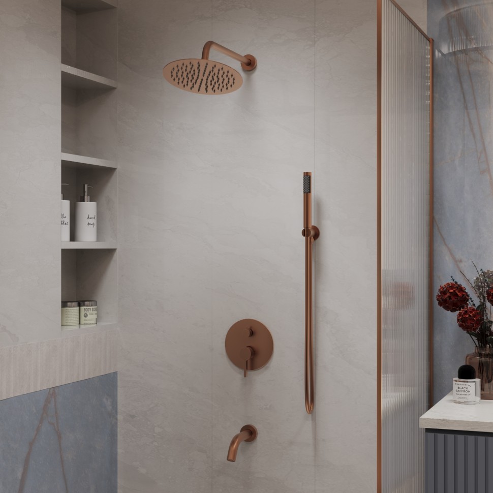 Душевой комплект Вилла (Villa) VSFW-1VL3BC встраиваемый, 3 режима, брашированная медь