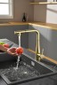 AQM9902BG Cucina Смеситель для кухни с выдвижным L-образным изливом, золото шлифованное