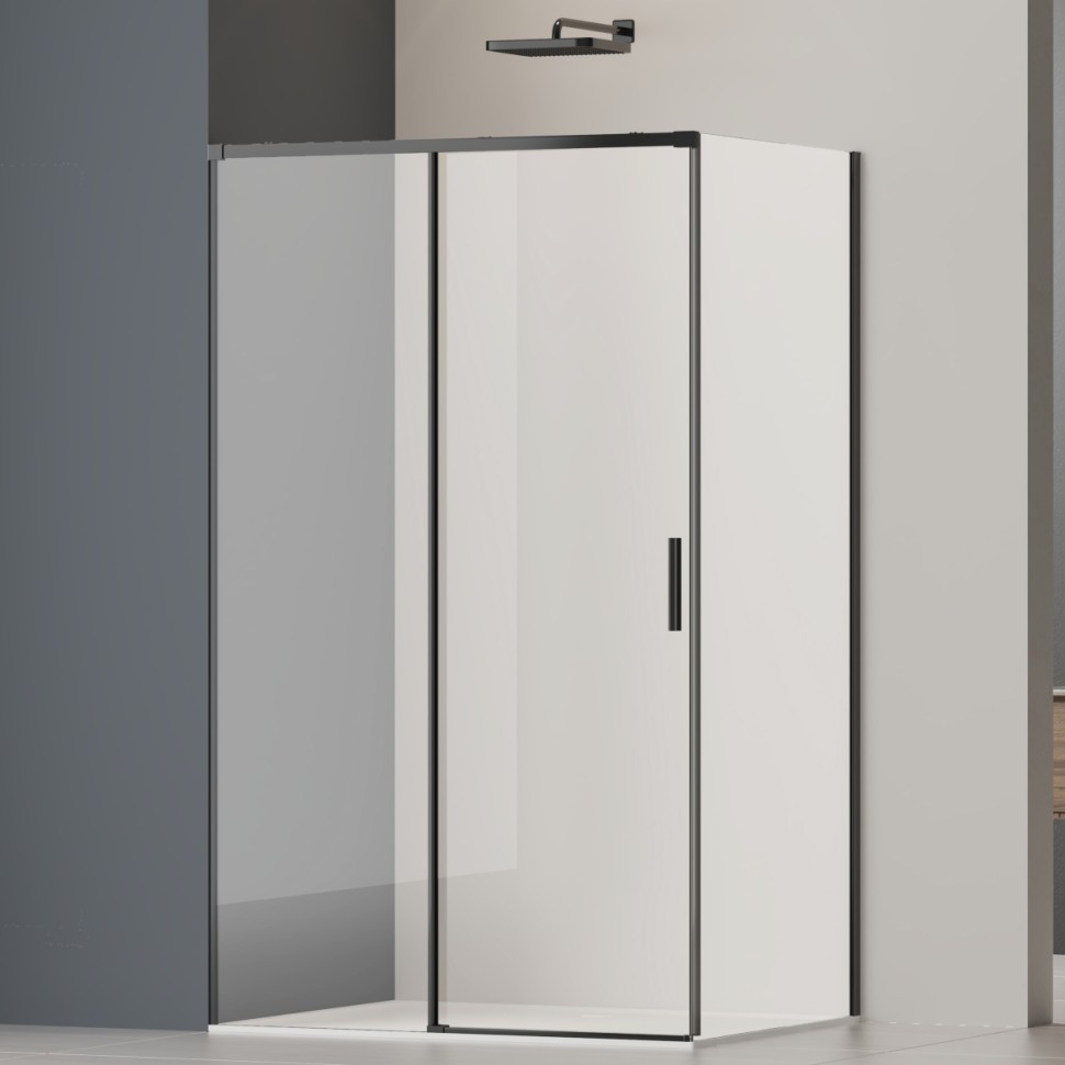 Душевой уголок Soft 2 VSR-3SO28011CLB, 1100*800, черный, стекло прозрачное