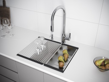Мойка LUMI 45UNI-SKEW, IT-GRANIT, LU45SK-GRM, серый металлик, 455х440, Paulmark