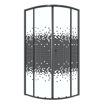 Душевое ограждение Niagara Eco NG-1003-14BLACK (80х80х190) четверть круга,раздвижное,черный,стекло мозаика,1 место