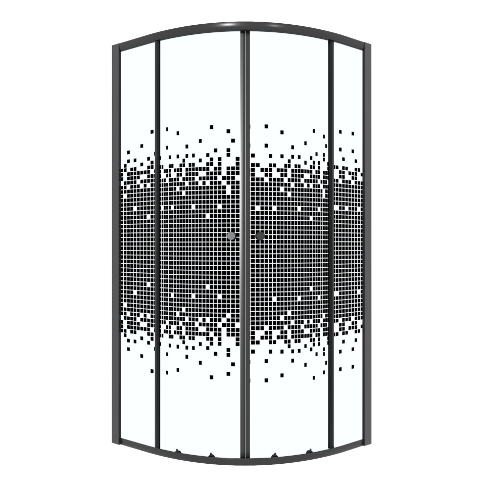 Душевое ограждение Niagara Eco NG-1003-14BLACK (80х80х190) четверть круга,раздвижное,черный,стекло мозаика,1 место