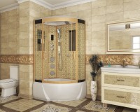 Душевая кабина Niagara Luxe NG-7712GL (80x120х215) высокий поддон(38см),дверь раздвижная,стенки золото,4 места