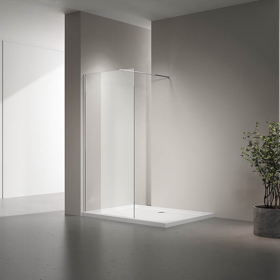 Душевая перегородка Veconi Korato KR-72, 1200x2000, хром, стекло прозрачное New