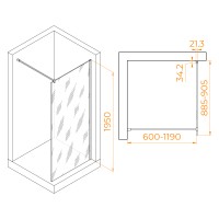 Душевая перегородка RGW WA-001 (Прозрачное, 900)