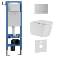 Комплект 3в1 IBERICA BLANCA инсталляция SILENCIO MINI, унитаз TOLEDO ALTO белый, кнопка смыва INOX-S хром матовый (IB.001M.TLA.234.1601)