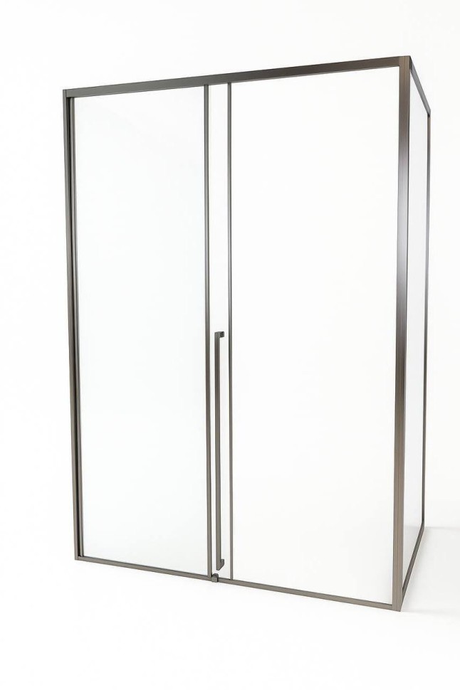 Timo Душевая дверь TDSS-120/13C-8R, раздвиж 1200*2000, проф никель + торцевое стекло TSS-1000/13C-8 1000*2000, проф никель